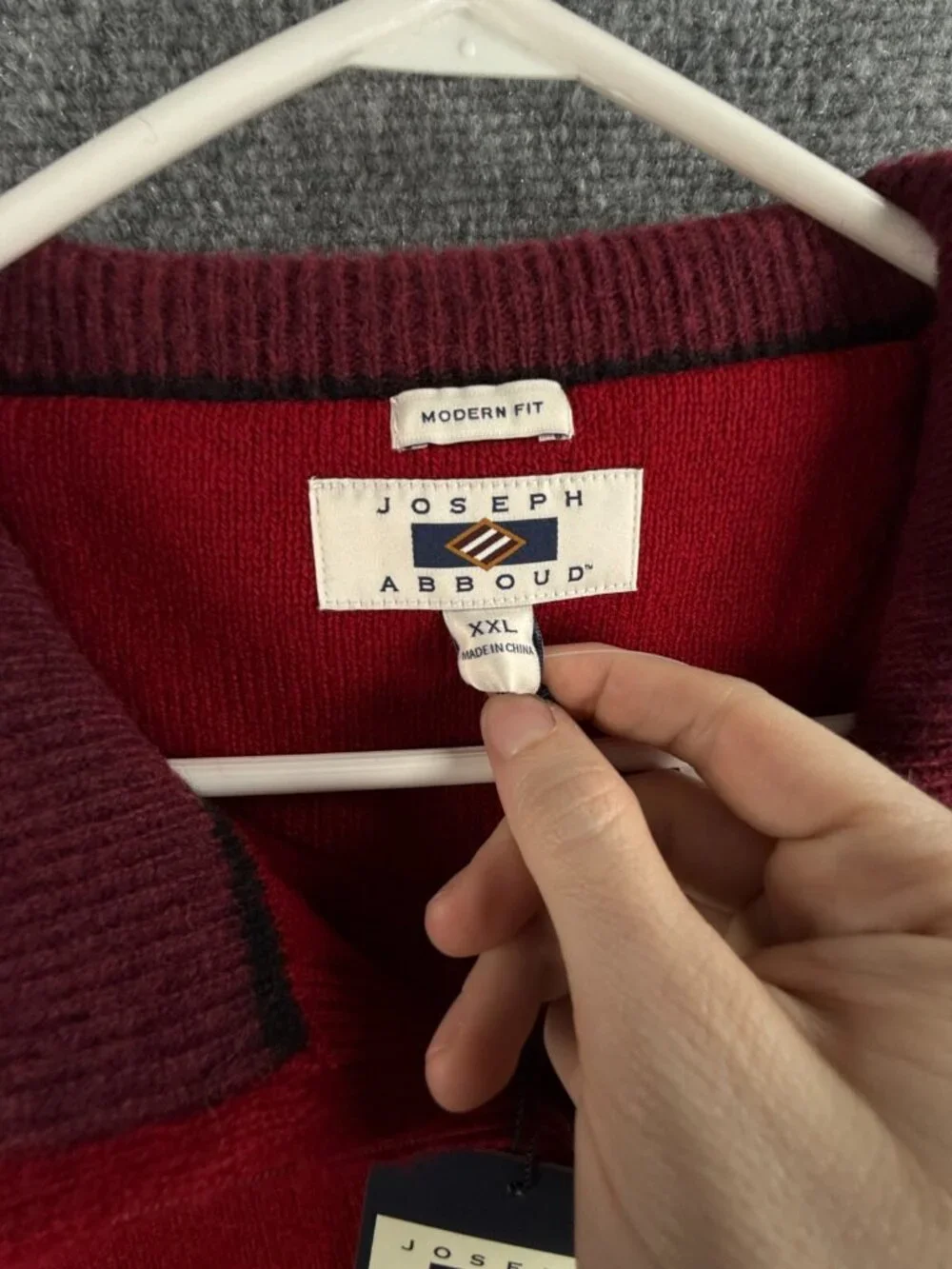 NWT Joseph Abboud Red Fair Isle Wool Blend 1/4 Zip Pullover Sweater 2XL - $80